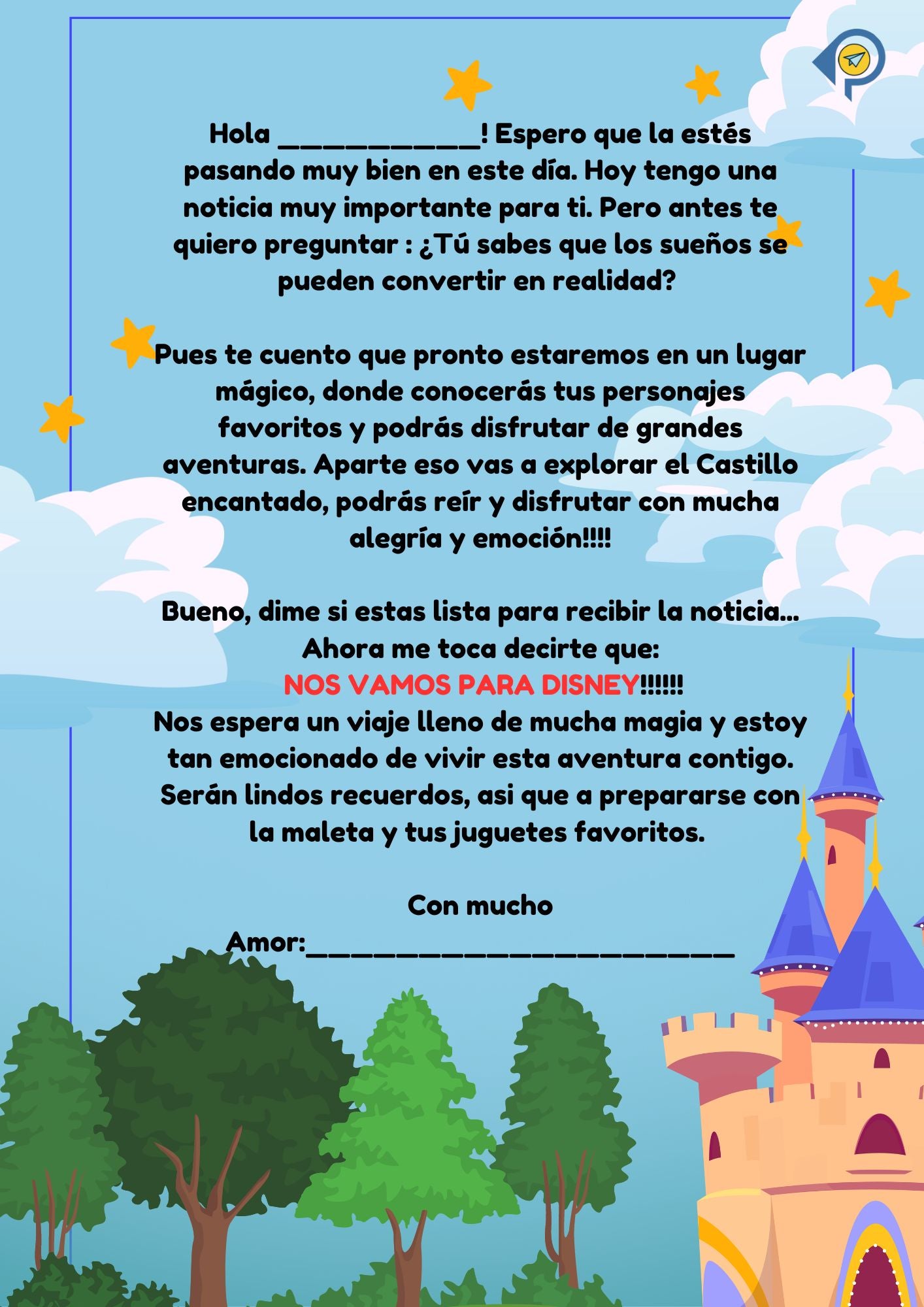 Carta Sorpresa Disney