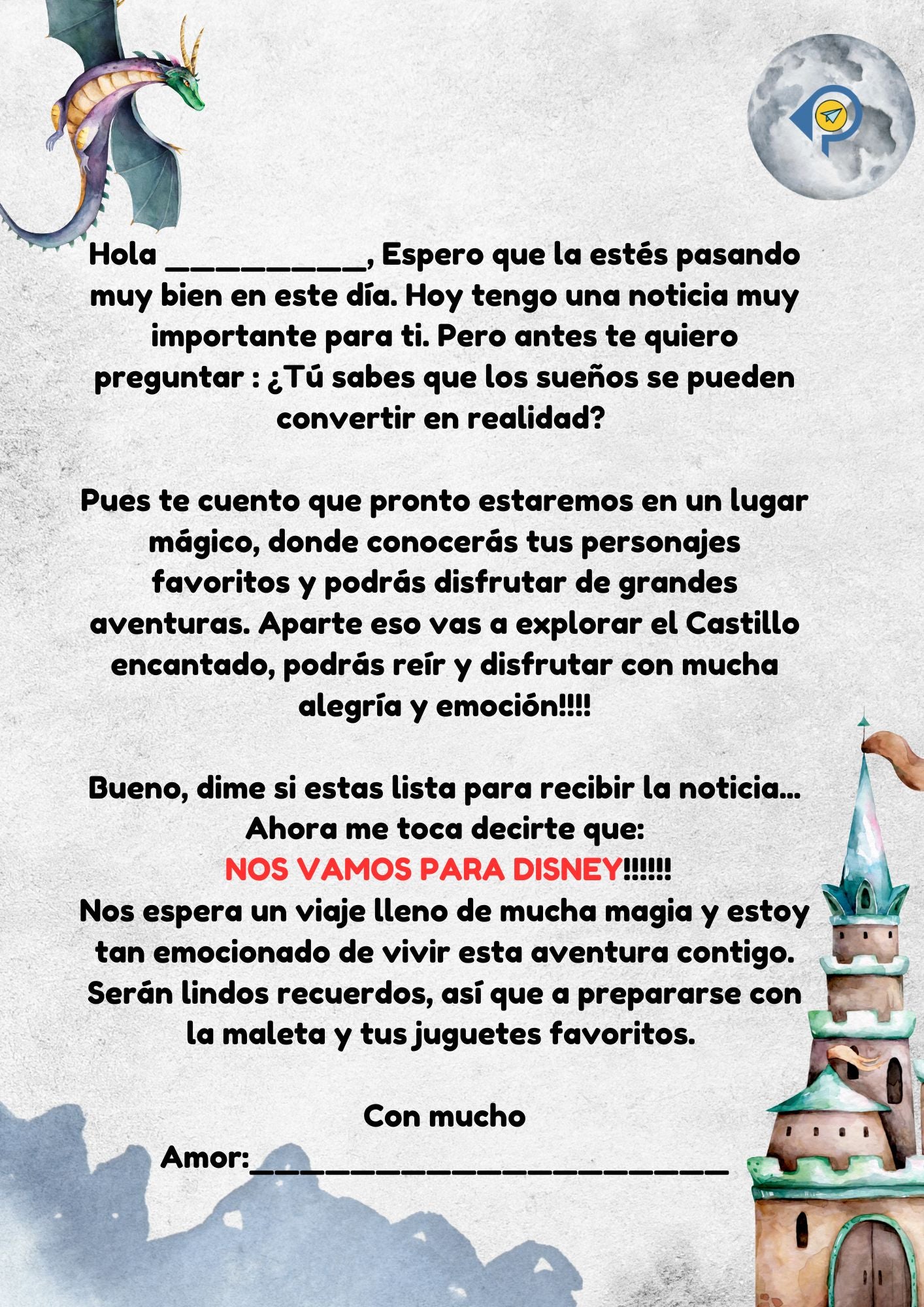 Carta Sorpresa Disney